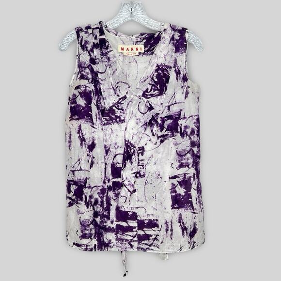 Marni Abstract Print Sleeveless Top - Picture 1 of 9